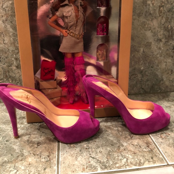 Louboutin Pink/Purple Suede slingbacks - Picture 7 of 8
